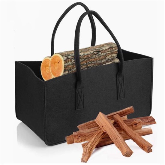 Brennholzsack Aufbewahrungskorb Für Holz Brennholzaufbewahrung Faltbar 50 X 25 X 25 Cm Schwarz