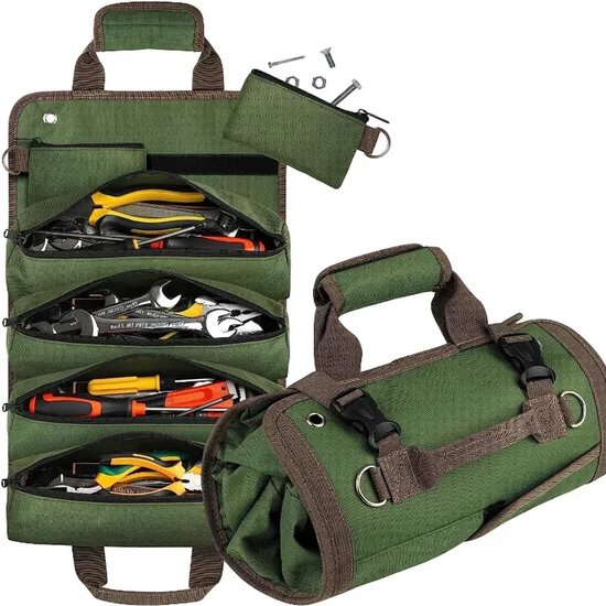Professionelle Mehrzweck Werkzeugtasche, , Mit Mehreren Fächern, Rollbarer, Tragbarer Organizer Für Kleinwerkzeuge, Neue Hellgrüne Farbe, Für Hei