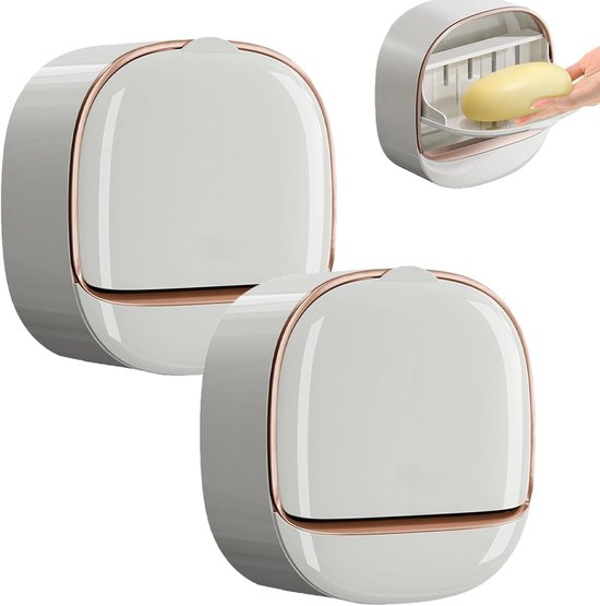 Seifenschale 2 Teilig Wandmontierte Seifenschale Mit Abflussdeckel Brotförmiges Design Wasserdichter Seifenhalter, Für Badezimmer, Dusche Und Küc