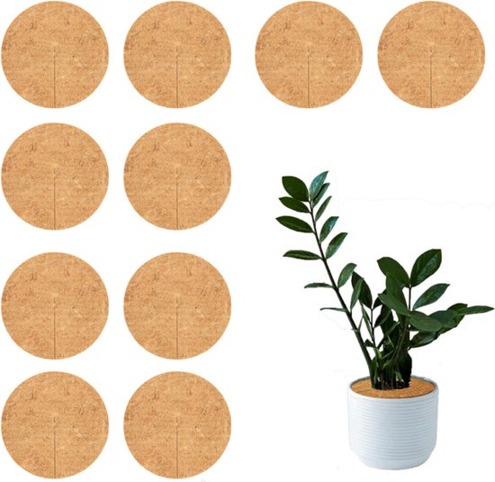 10er Pack Kokosmatten Für Pflanzen Feuchtigkeitsspeichernde Und Unkrauthemmende Matte Pflanztopf Einlage Bodenabdeckung Unkrautvlies 20 X 20 X 0,