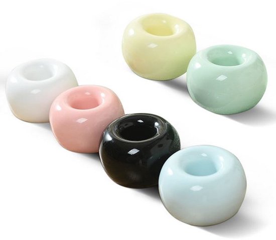 6 Teiliges Keramik Zahnbürstenhalter Set, Mini Donut Form Mit Zahnbürstenhalter, Für Rasierer, Stifte, Eingabestifte, Badezimmermöbel Und Waschti