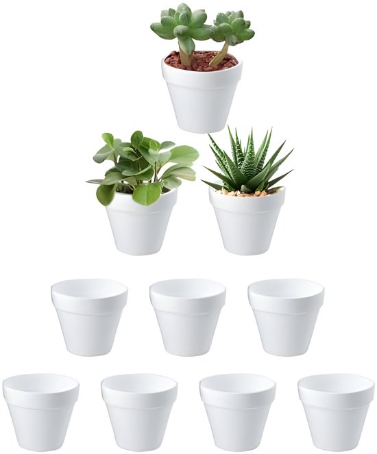 10 Mini Blumentöpfe, Weiß, Antik Keramisch, Sukkulenten, Bruchsichere Mini Kunststofftöpfe Für Zimmer Und Gartenpflanzen, Sukkulenten, Zimmerpfla