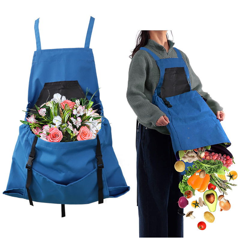 Gartenschürzen Für Damen Mit Taschen – Strapazierfähige Gartenschürzen Zum Pflücken Im Freien – Blau