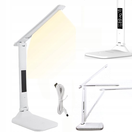 Multifunktionale Led Schreibtischlampe Mit Thermometer Und Kalender 3 Einstellbare Farbtemperaturen Rutschfester Gummifuß Für Schule, Zuhause Und