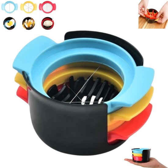 3 In 1 Eierschneider Aus Edelstahl Multifunktionaler Eierschneider Blau + Gelb + Rot Eierschneider Aus Kunststoff Praktischer Obstschneider Zum S