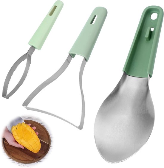 3 In 1 Gemüseschneider Aus Edelstahl, Multifunktionaler Obstschneider Und Schäler Für Wassermelone, Papaya Und Kiwi, Küchenhelfer Für Einfaches O