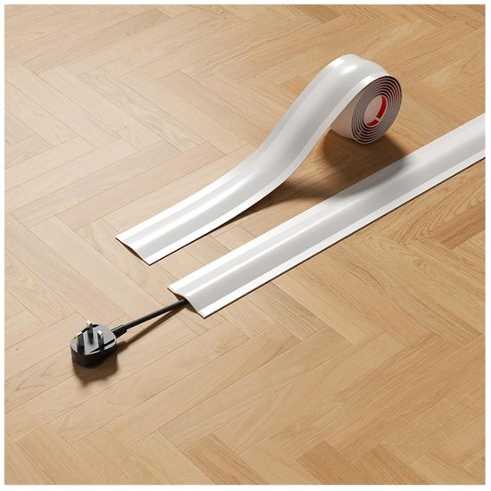 Set Mit 2 Kabelkanälen Für Boden Oder Wandkabel Flexibler Pvc Kabelkanal Für Teppichböden [5,5 Cm], 3 Weiß