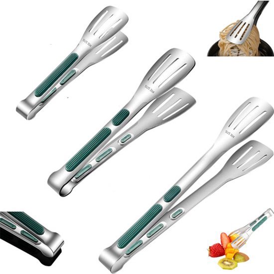 3 Teiliges Küchenzangen Set Aus Edelstahl Grillzange Kochzange Edelstahl Rutschfeste, Hitzebeständige Griffe Zum Grillen Und Kochen Hitzebeständi