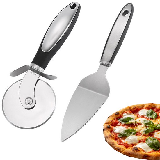 2 Teiliges Pizzamesser Set Aus Edelstahl Pizzaschneider Pizzaspatel Multifunktionaler Pizzaschneider Aufhängevorrichtung Komfortabler Griff Für R