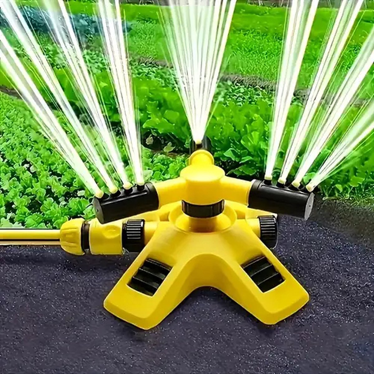 Oszillierender Rasensprenger – Kreisförmiger Gartensprenger – Gelb/schwarz – Rotierender Rasensprenger – Rasensprenger – Wassersprüher – Bewässerungssystem