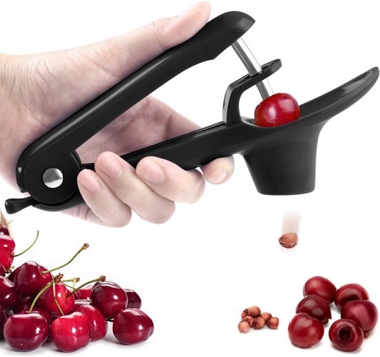 Manueller Kirschentsteiner Kirschentsteiner Mit Edelstahlstift Universeller Olivenentsteiner Mit Silikonhalterung Und Verriegelung Schwarz