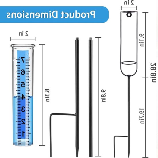 7 Zoll Regenmesser Für Den Außenbereich Kunststoff Regenmesser Regenmessgerät Mit Metallstange Gut Ablesbar Abnehmbarer Regenmesser Für Garten Un