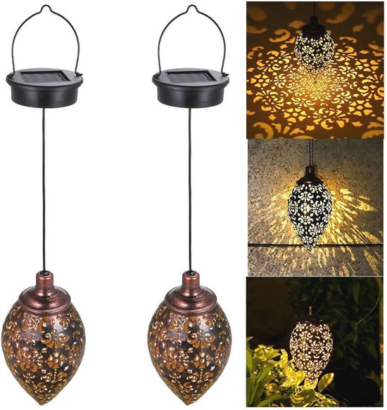 Dekorative Solar Außenlaterne 2 Teilige Metall Pendelleuchte Mit Led