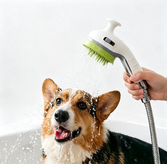 Duschaufsatz Für Hunde, 2 In 1 Sprühgerät Und Bürste Zum Baden Ihres Hundes (aufsatz Für Den Hundewaschschlauch, Für Badewanne Und Außenbereich)