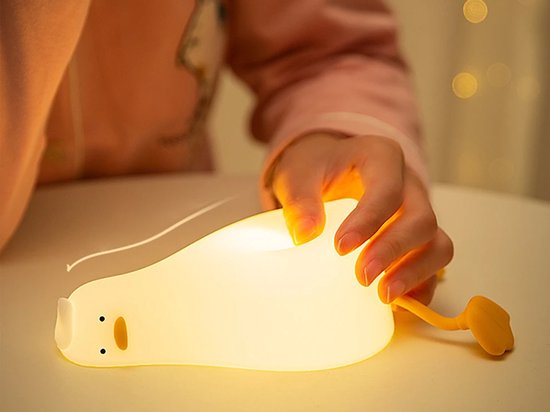 Nachtlicht In Form Einer Liegenden Ente Warmweißes Licht Wiederaufladbar 3 Helligkeitsstufen Kinderlampe Nachtlicht Mit Handyhalterung Led Lampe