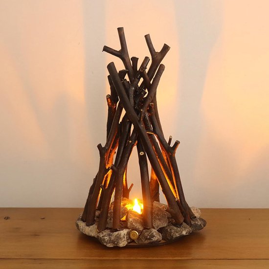 Led Beleuchtetes Lagerfeuer Aus Holz Einstellbare Led Beleuchtung 3 Lichtmodi Flammengeräusch Usb Anschluss Schlafzimmer/büro Entspannende Atmosp
