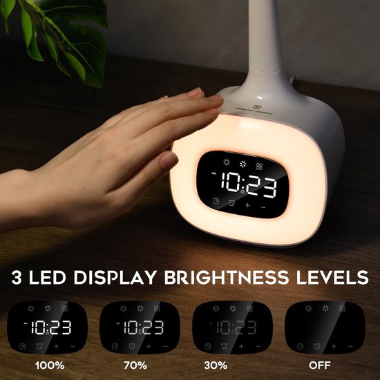 Multifunktionale Hd Uhr, Lese Und Arbeitslampe, Stimmungsbeleuchtung Mit Sieben Farben, Nachtlicht Und Steckdosenlampe.