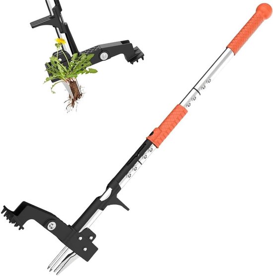 Unkrautstecher Mit Griff Distelnentferner Entfernt Unkraut 4 Edelstahlkrallen 100 Cm Schwarz