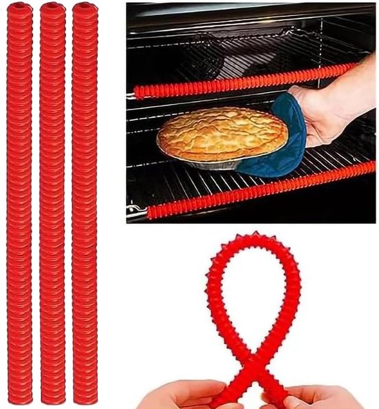 4 Stück 35 Cm Silikon Backofenschutz Spiralmuster Silikon Backofenrandschutz Schützt Hände Und Arme Vor Verbrennungen Im Backofen Rot