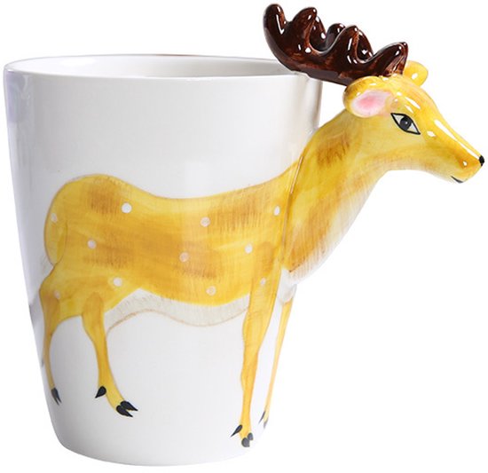 Tasse Mit 3d Tiermotiv Bemalte Keramiktasse Niedlicher 3d Wasserbecher Mit Rentiermotiv 400 Ml