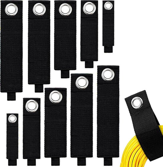 10 Teiliges Verlängerungskabel Organizer Set Mit Robusten Aufbewahrungsgurten, Klett Kabelbindern Und Aufhängern Für Die Garagenaufbewahrung, Sei