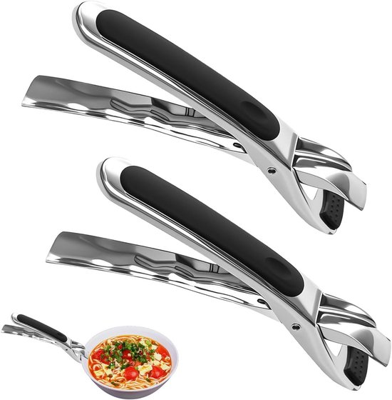 Ofenzangen Set (2 Teilig), Hitzebeständige Griffe Für Schüsseln Und Pfannen, Rutschfestes Design, Edelstahl Und Silikon, Zum Sicheren Servieren H
