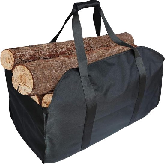 Brennholztasche Holzkorb Hochwertige Brennholztasche Holzaufbewahrung Kaminkorb Für Drinnen Faltbare Kamintasche Wasserdichte Kamintasche Schwarz
