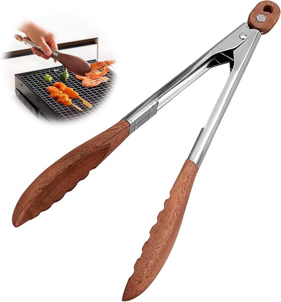 Küchenzange 30 Cm Holz Spaghettizange Langlebig Servierzange Grillzange Fleischzange Hitzebeständig Zum Kochen, Grillen Und Servieren