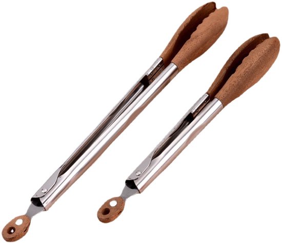 Küchenzangen Aus Holz Und Edelstahl, Hitzebeständig, Antibakteriell Und Leicht Zu Reinigen, Zum Kochen, Grillen Und Servieren, Olivenholz, Bestän