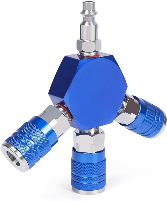 Druckluftverteiler Werkzeuganschluss 3 Ausgänge 1/4 Npt Blau