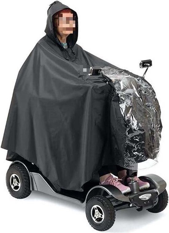 Poncho Für Elektromobile Elektromobil Poncho Regenponcho Leicht Wasserdicht Mit Sichtfenster Universal 161 X 141 Cm Schwarz Pvc Und Polyester Taf