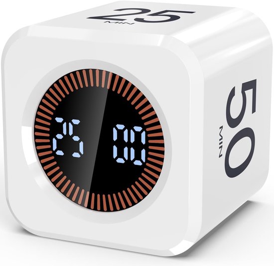 Drehbarer Timer, Schwarzer Tisch Produktivitätstimer Würfel Mit 5, 10, 25 Oder 50 Minuten Voreinstellung, Geräuschloser Funktion, Schwerkraftsens