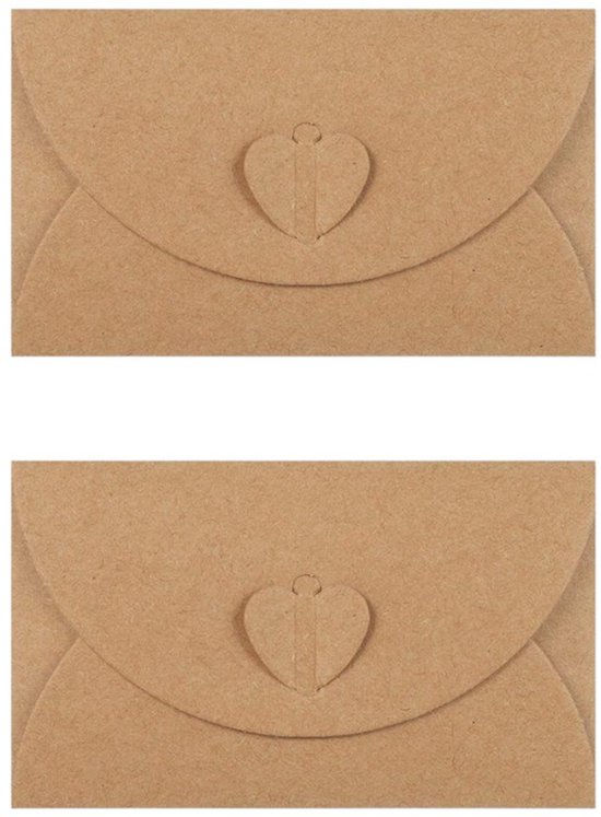 2 Stück Brauner Kraftpapierumschlag 10,3 X 7 Cm Braun Mit Herzförmigem Verschluss