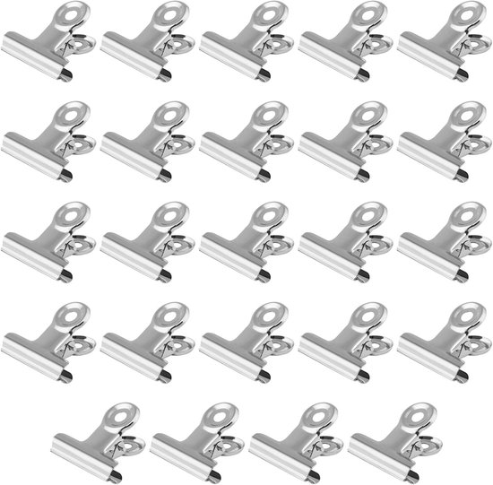Oimg Klammern 24 Stück 30 Mm Bulldog Klammern Metallklammern Bulldog Papierklammern Aus Stahl Scharnierklammern Aus Metall Für Haushalt, Büro Und