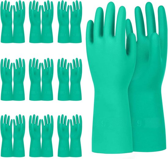 10 Paar Chemikalienbeständige Handschuhe Wiederverwendbare, Robuste Gummiarbeitshandschuhe 32 Cm Lange Nitrilhandschuhe Schutz Vor Säuren, Laugen