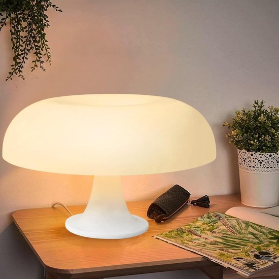 Weiße Nachttischlampe Im Retro Pilz Design Mit 3 Lichtfarben Led Lampe Schreibtischlampe Für Lesezimmer/büro/studentenwohnheim Dekorative Tischla