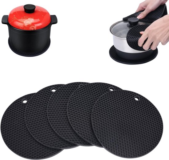 Untersetzer Für Pfannen Und Gläser 5 Teilig Hitzebeständige Untersetzer Silikonmatte Topflappen Und Ofenhandschuhe Glasöffner Wärmeisolierende Pl