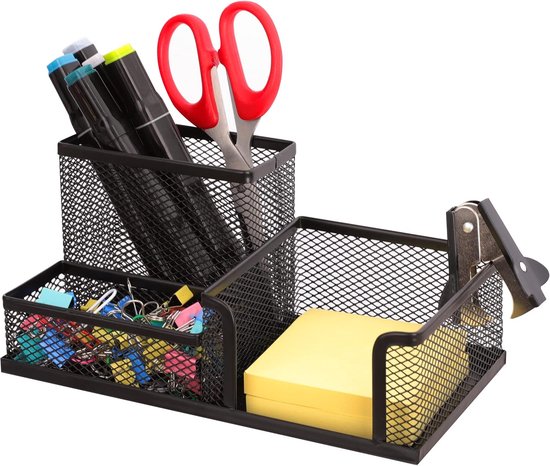 Schreibtisch Organizer Aus Netzgewebe Mit 3 Fächern Stiftehalter Für Büroaccessoires Schwarz
