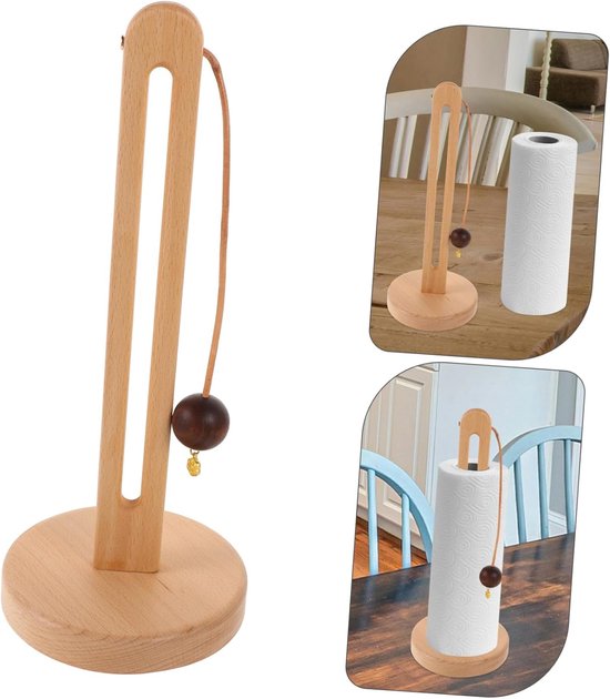 Küchenrollenhalter Rollenhalter Stehender Rollenhalter Aus Holz Runder Sockel Montage Ohne Bohren Oder Schrauben 13 X 13 X 31 Cm Holzoptik