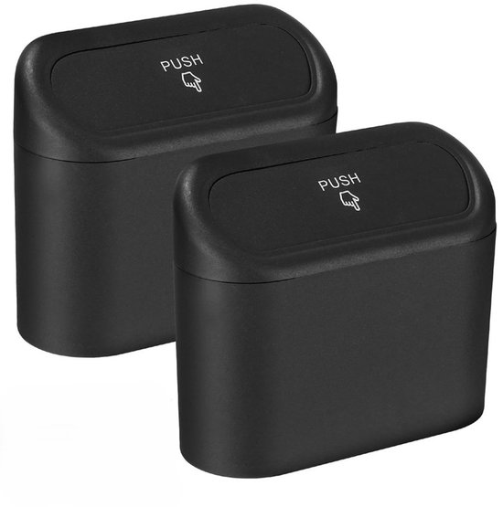 Schwarzer 2er Pack Auto Mülleimer, Kleiner Auto Mülleimer Mit Deckel, Hängende Aufbewahrungsbox, Autozubehör (schwarz)