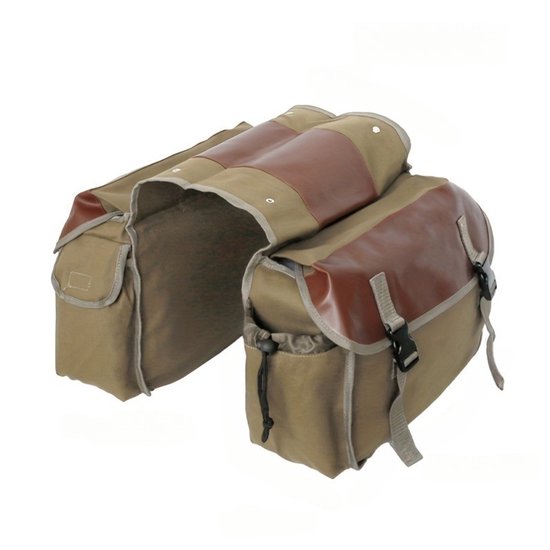 Doppelte Fahrradtasche 38 X 27 X 15 Cm Wasserdicht Mit Seitentaschen Für Gepäckträger 30 L Hinterradtasche Doppeltasche Fahrrad Satteltasche Khak