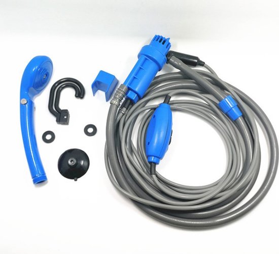 Tragbare Campingdusche Mit Pumpe (36 W), Duschkopf, Wassertank, 2 M Schlauch, Netzteil Und 12 V Autostecker. Für Camping, Wandern, Garten, Strand