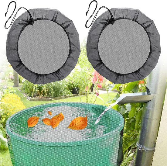 Regentonnennetze 2er Set, Ø 95 Cm Mit Kordelzug Schutz Vor Blättern Und Mücken