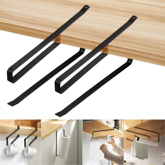 Wandhalterung Für Küchenrollen, 2 Teilig, Z Förmiges Design, Kein Bohren Erforderlich, Halterung Für Küchenrollen In Küche Und Bad (schwarz)