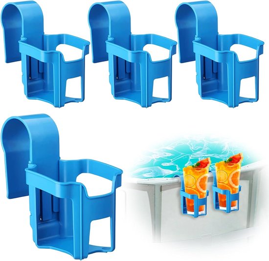 4er Pack Multifunktionale Poolbecherhalter Wasserbecher Hängehalterung Kein Verschütten Poolrand Kunststoffbecherhalter (blau)