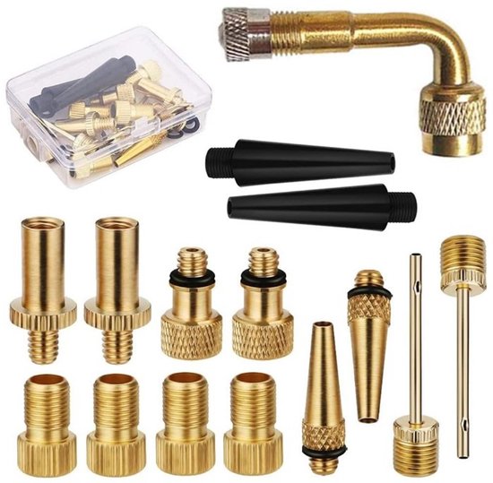 15 Teiliges Ventiladapter Set Presta Und Schrader Ventiladapter Für Fahrräder Messing Reifenventiladapter Set (dv, Av, Sv) Nadelpumpe Für Ballpum
