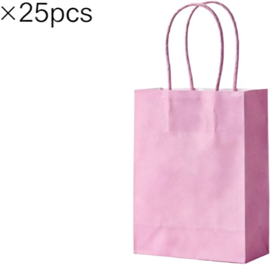 Geschenktüten Verpackungstüten 15 X 8 X 21 Cm Helllila Kraftpapier Mit Henkeln Für Geburtstage, Hochzeiten, Partys Usw. 25 Stück Pro Packung