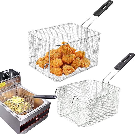 2 Teiliger Faltbarer Frittierkorb Aus Edelstahl, Haushaltsfritteuse Für Pommes Frites, Hähnchenschenkel Und Frittierte Teigstangen, Spezieller Qu