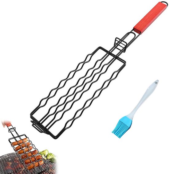 Grillrost Edelstahl Grillrost Grillklemme Für 6 Würstchen Wurstzange Grillrost Grillzubehör Halterung Für Partyküche Und Camping Die Farbe Der Bü