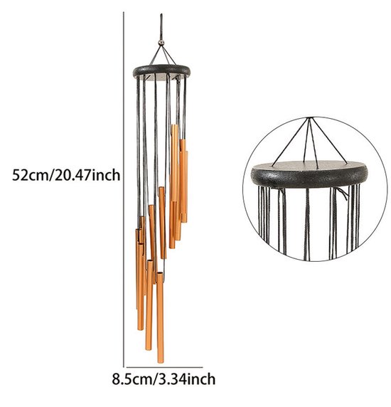 Ein Windspiel Für Den Außenbereich Mit 12 Metallröhren, Für Innen Und Außenbereiche Wie Häuser, Terrassen, Gärten Und Bäume.